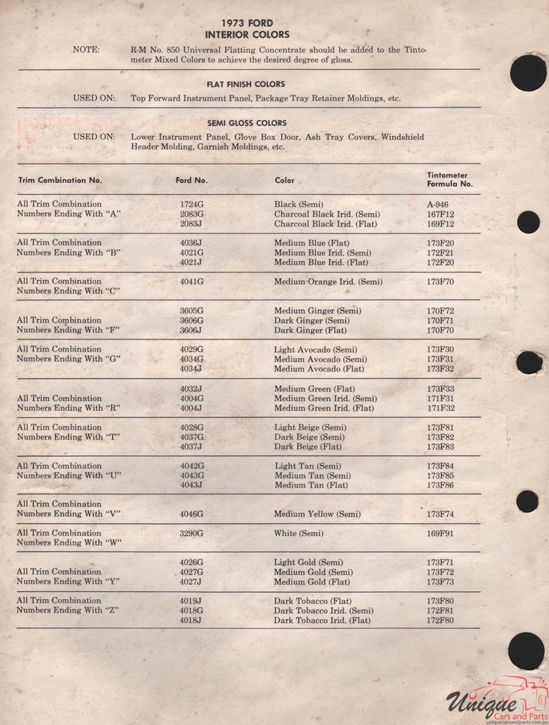 1973 Ford Paint Charts Rinshed-Mason 2